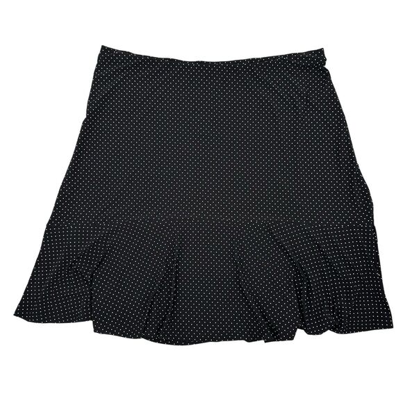 Chaps Skirt 1X Black White Polka Dot A-Line Jersey Knit Pull On Knee Length NEW - Picture 1 of 8